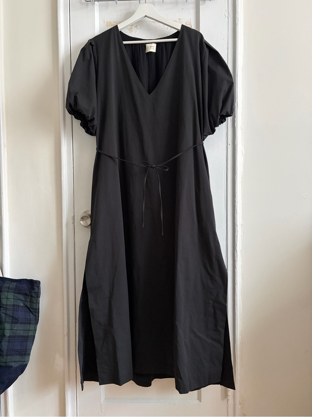 DISSH Black V-Neck Puff-Sleeve Maxi Dress with Tie Waist - Picture 1 of 9